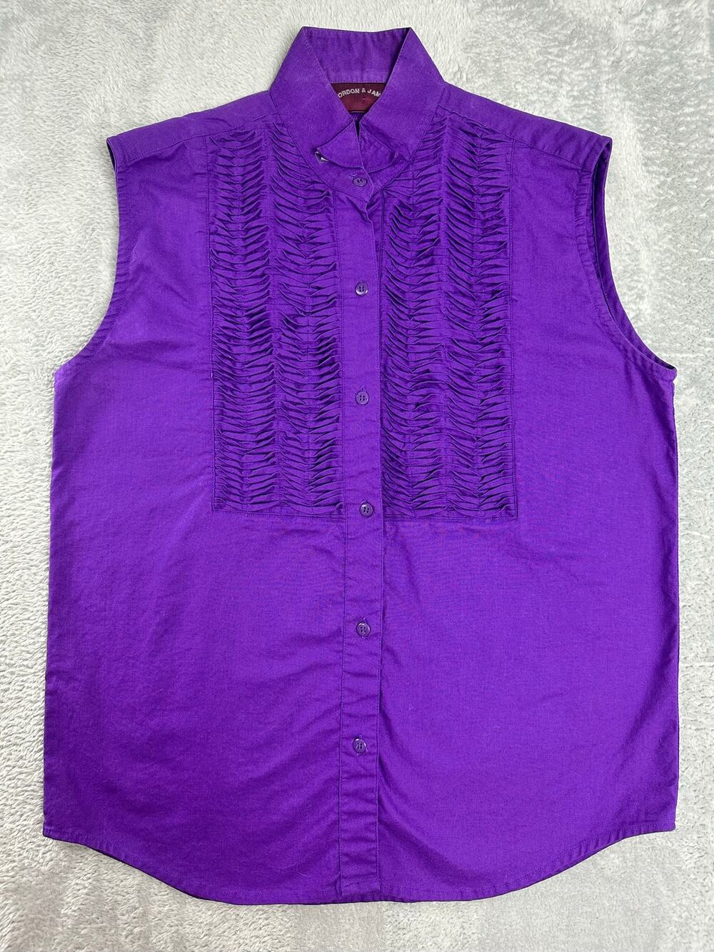 Vintage Gordon James Purple Western Tuxedo Shirt Sleeveless Rockabilly Retro - L